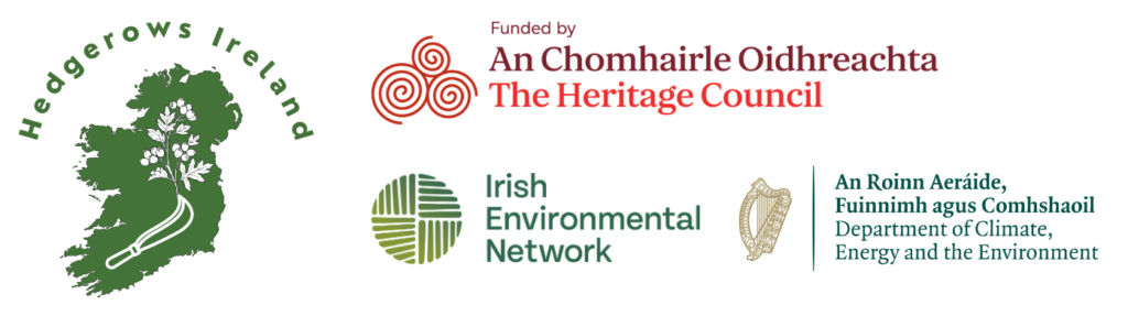Logos: Hedgerows Ireland; The Heritage Council; Irish Environmental Network; Department of Climate, Energy and the Environment.